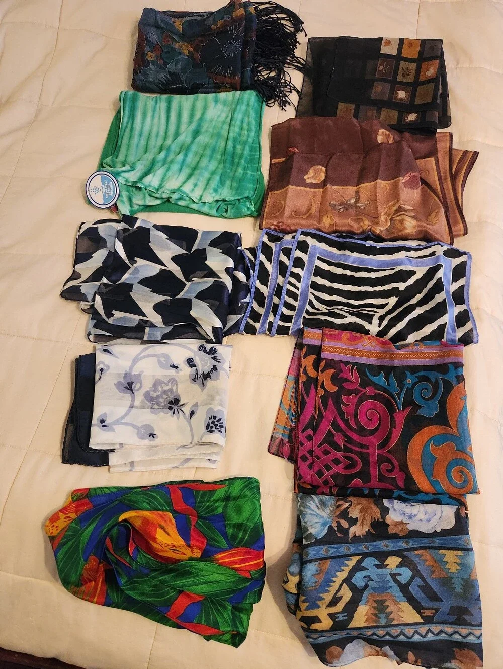 Vintage Lot Of 10 Scarves Scarf, Colorful EUC Liz Claiborne, Cocktail Collection